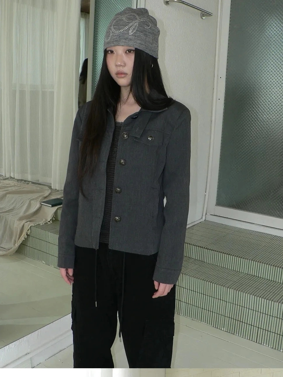 ang project Vintage Button Up Short Work Jacket Jacket