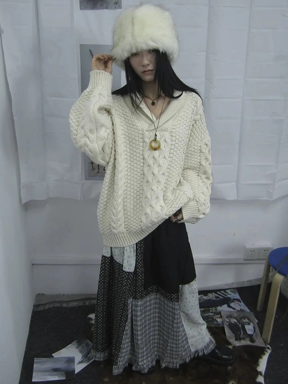 ang project Vintage Cable Knit Turtleneck Sweater Sweater