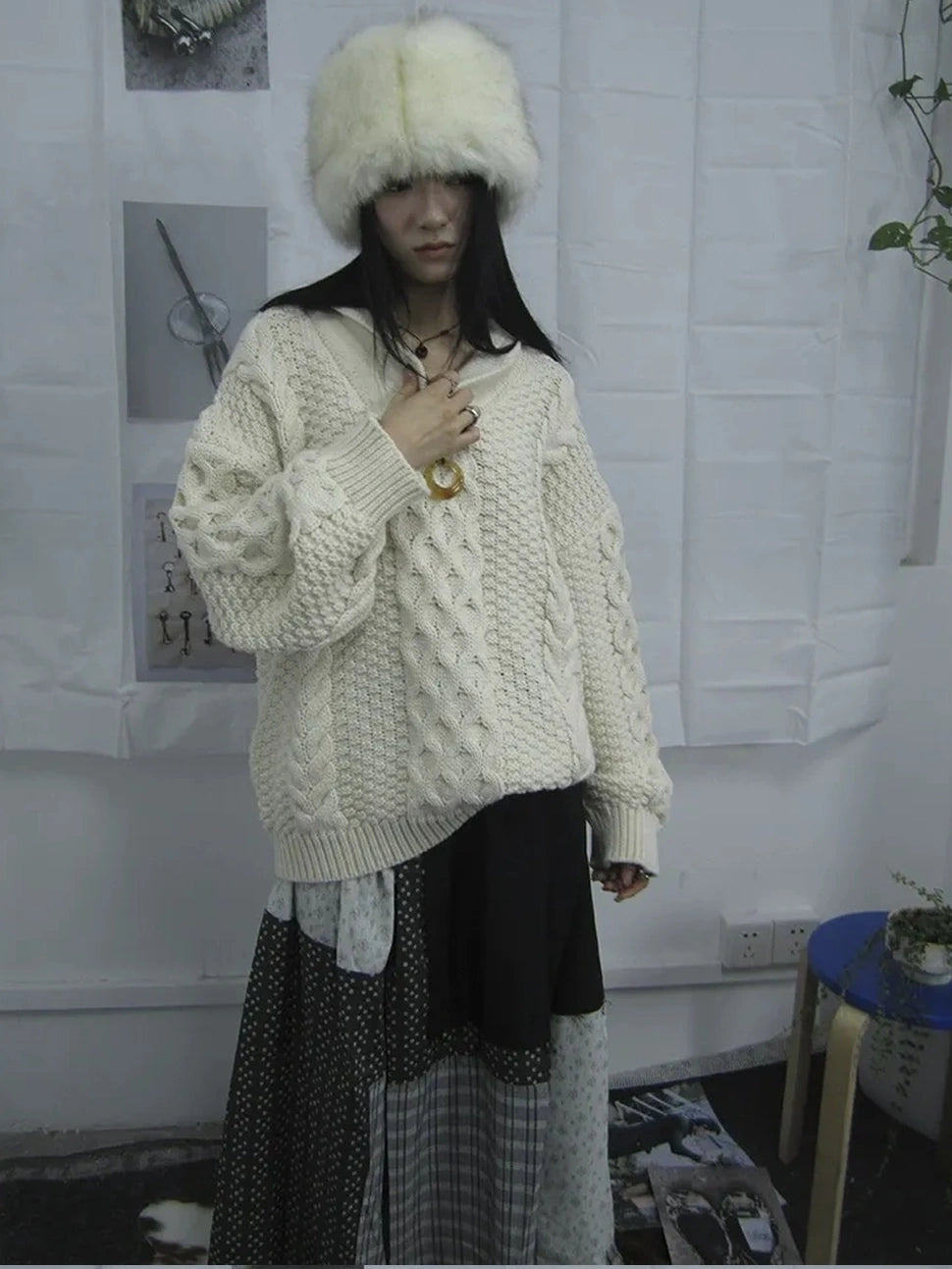 ang project Vintage Cable Knit Turtleneck Sweater Sweater