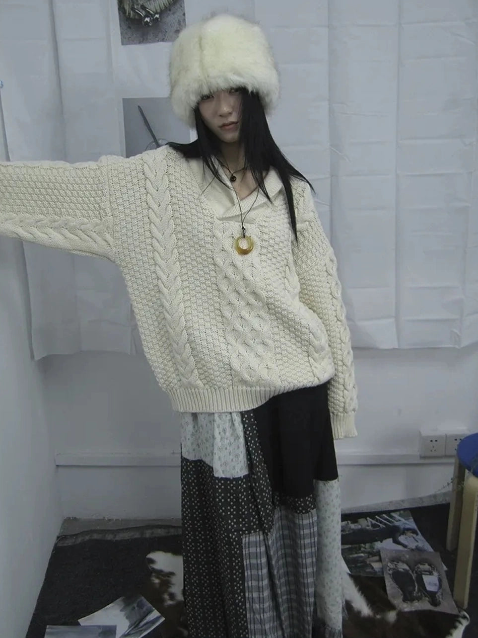 ang project Vintage Cable Knit Turtleneck Sweater Sweater