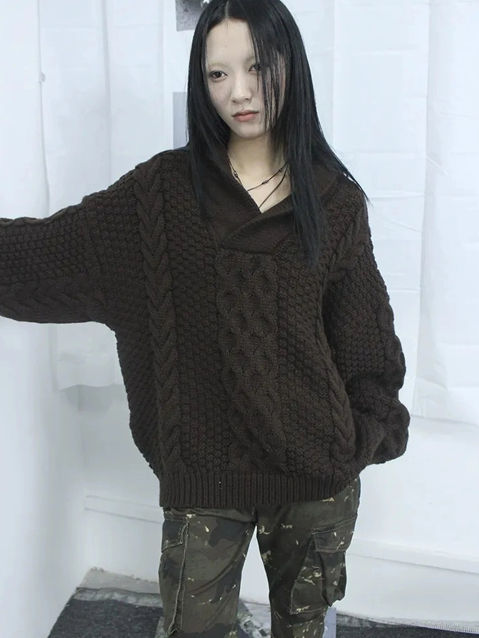 ang project Vintage Cable Knit Turtleneck Sweater Sweater
