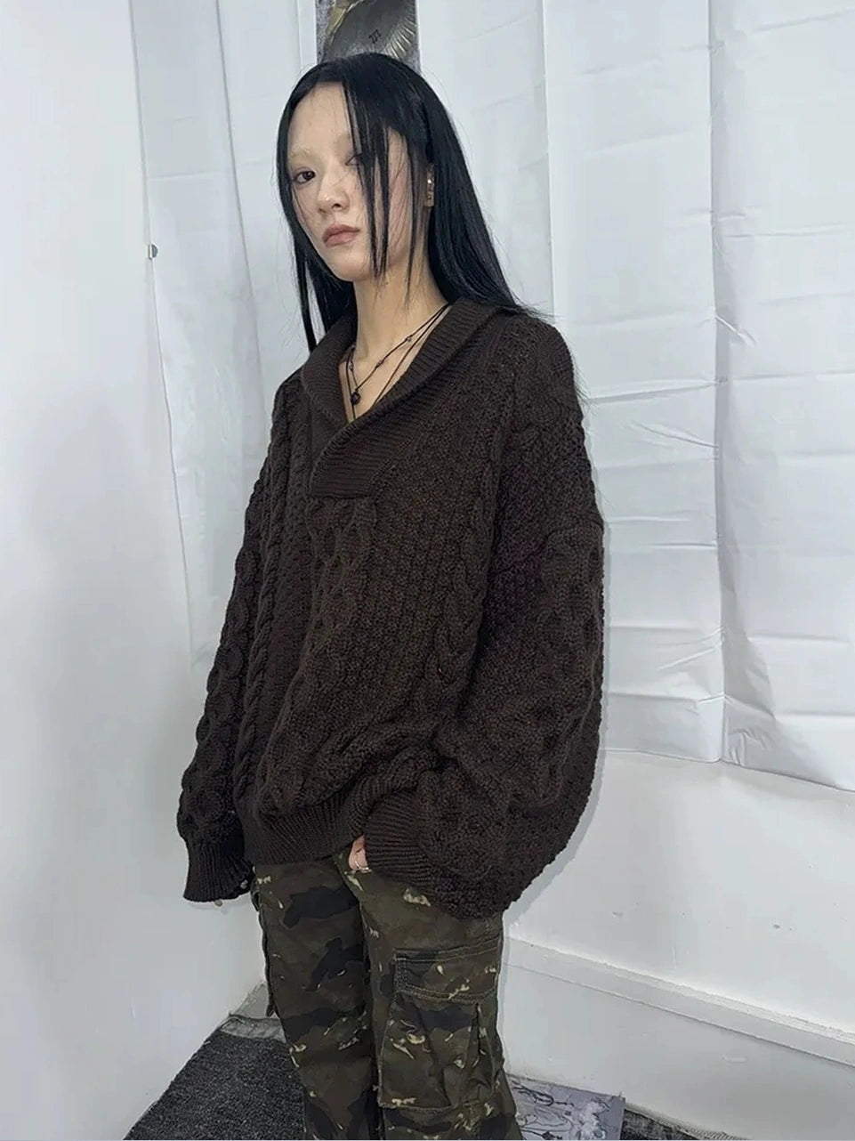 ang project Vintage Cable Knit Turtleneck Sweater Sweater