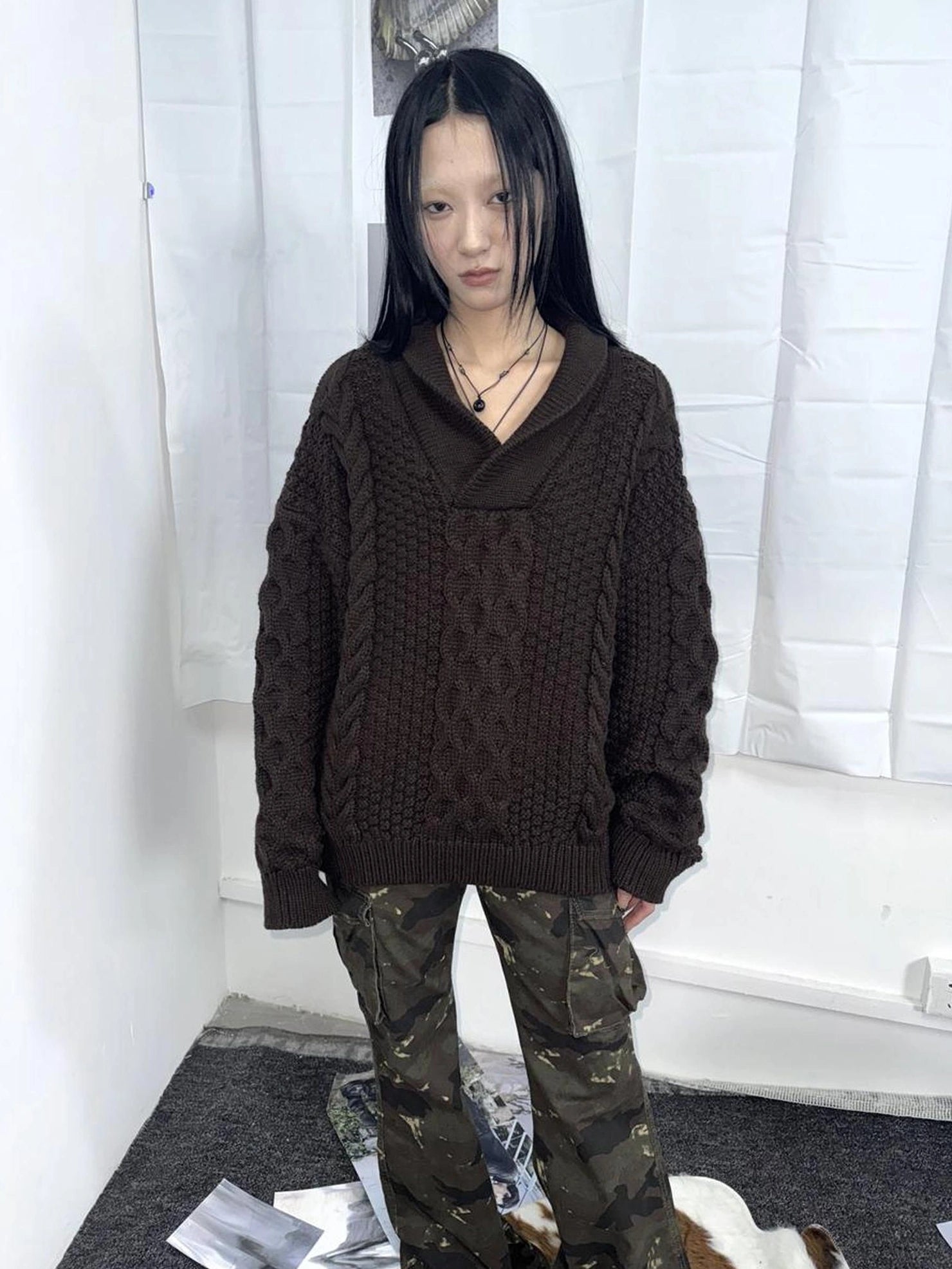 ang project Vintage Cable Knit Turtleneck Sweater Sweater