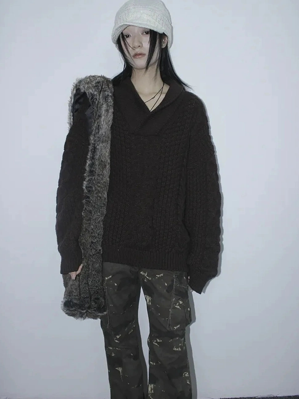 ang project Vintage Cable Knit Turtleneck Sweater Sweater