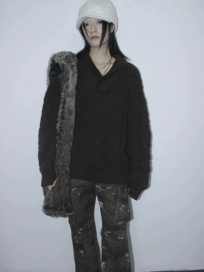 ang project Vintage Cable Knit Turtleneck Sweater Sweater