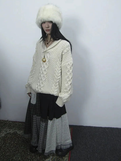 ang project Vintage Cable Knit Turtleneck Sweater Sweater