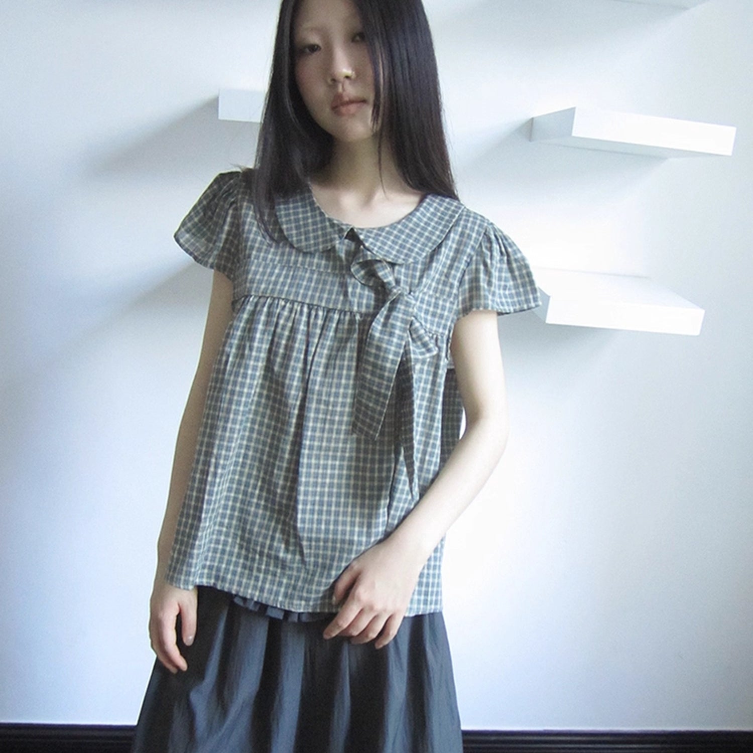 ang_project_Vintage_Checkered_Bow_Tie_Blouse_MISSTT