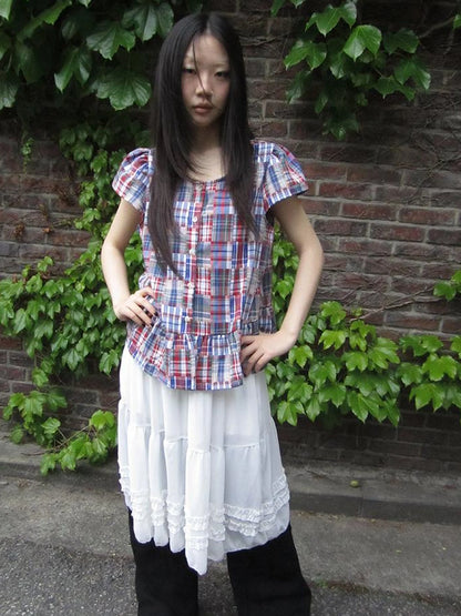 Vintage Checkered Patchwork Quarter Inch Socket Wrench Sleeve Top