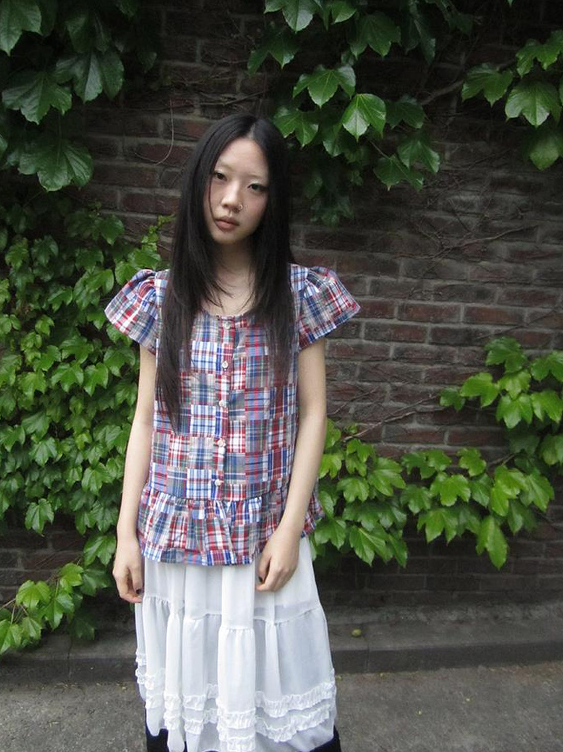 ang project Vintage Checkered Patchwork Quarter Inch Socket Wrench Sleeve Top