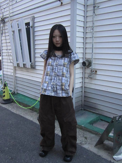 Vintage Checkered Patchwork Quarter Inch Socket Wrench Sleeve Top