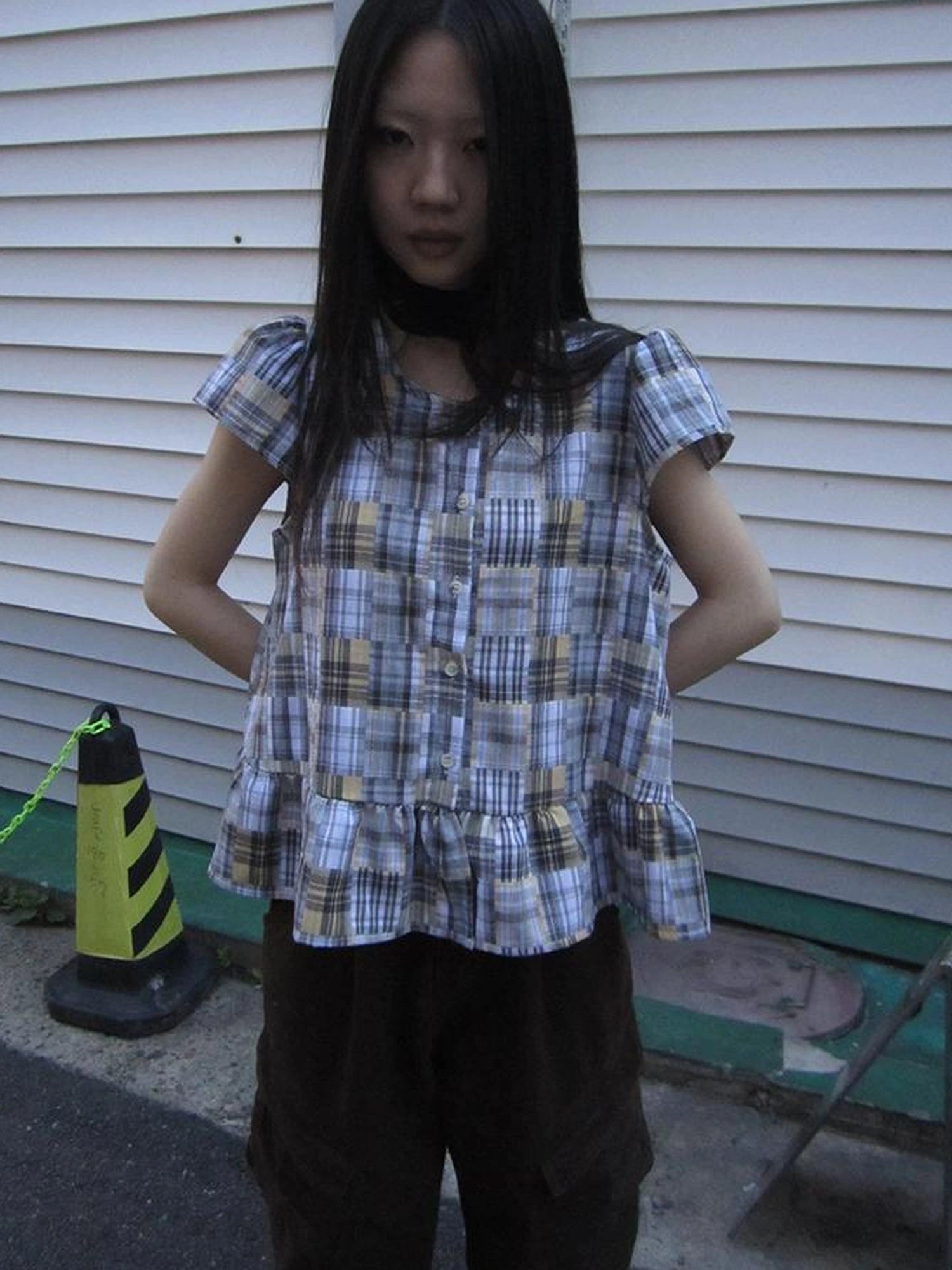 Vintage Checkered Patchwork Quarter Inch Socket Wrench Sleeve Top