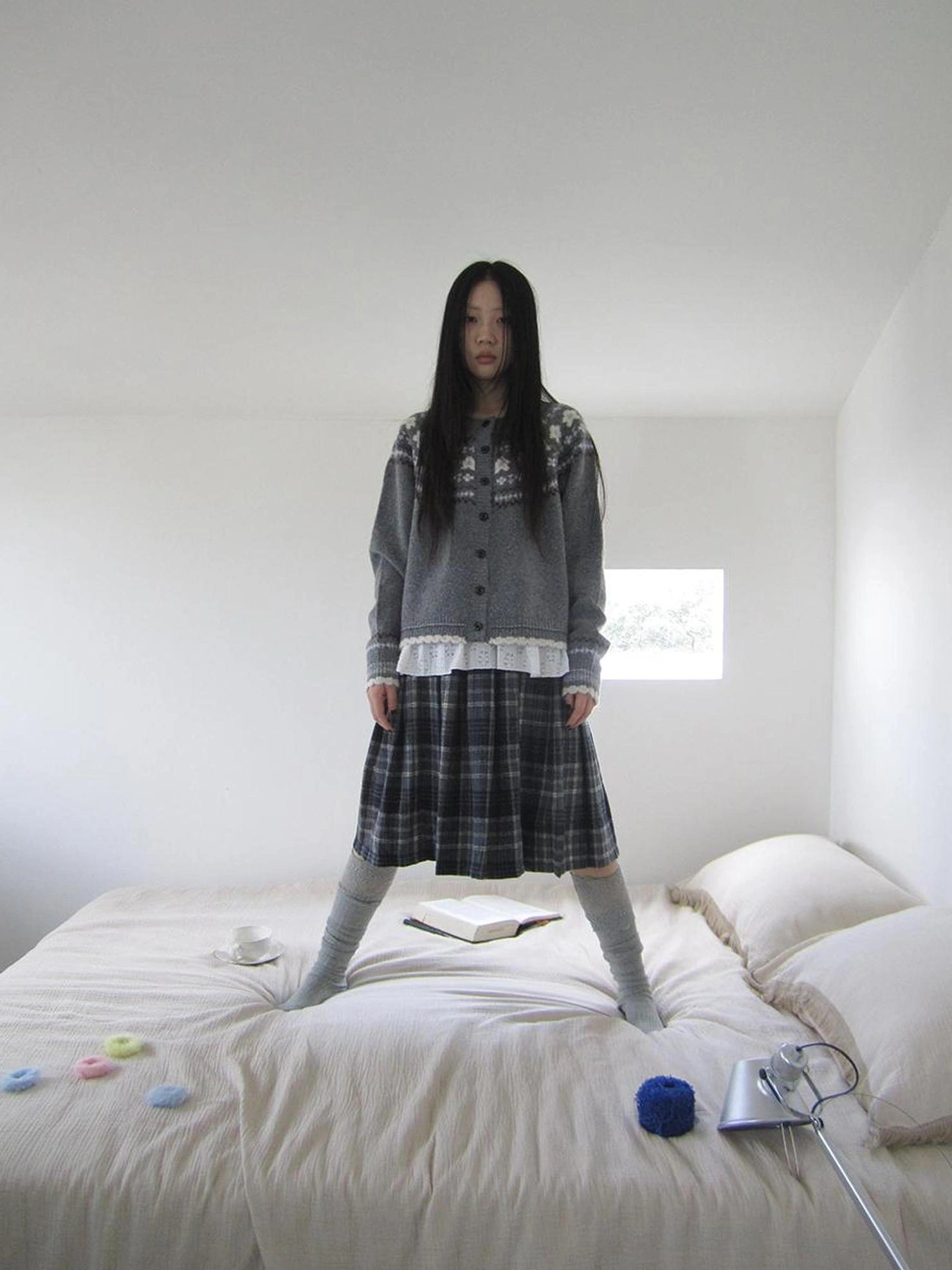 ang project Vintage Checkered Pleated Wool Skirt Skirt