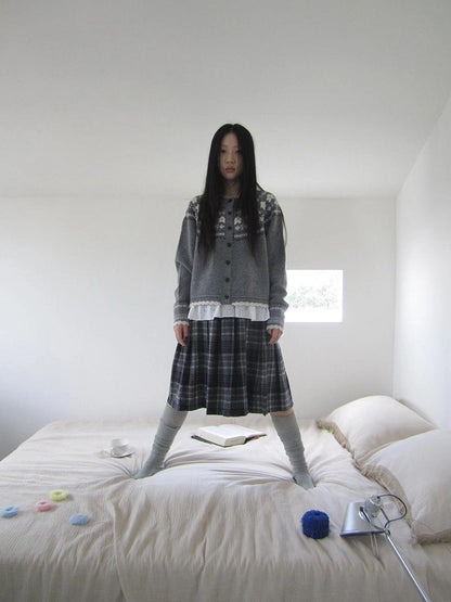 ang project Vintage Checkered Pleated Wool Skirt Skirt