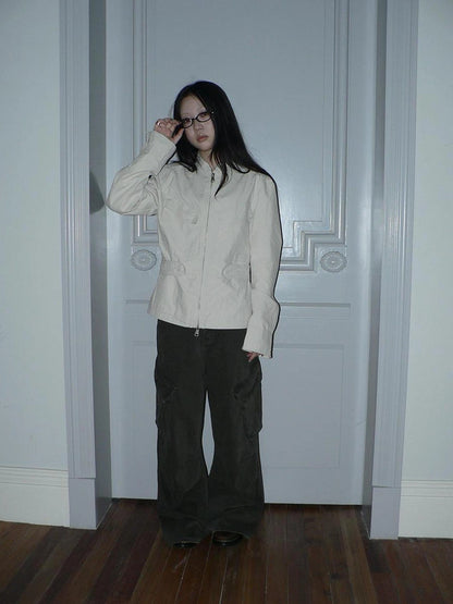 ang project Vintage Collar Dual Zip Utility Jacket Jacket