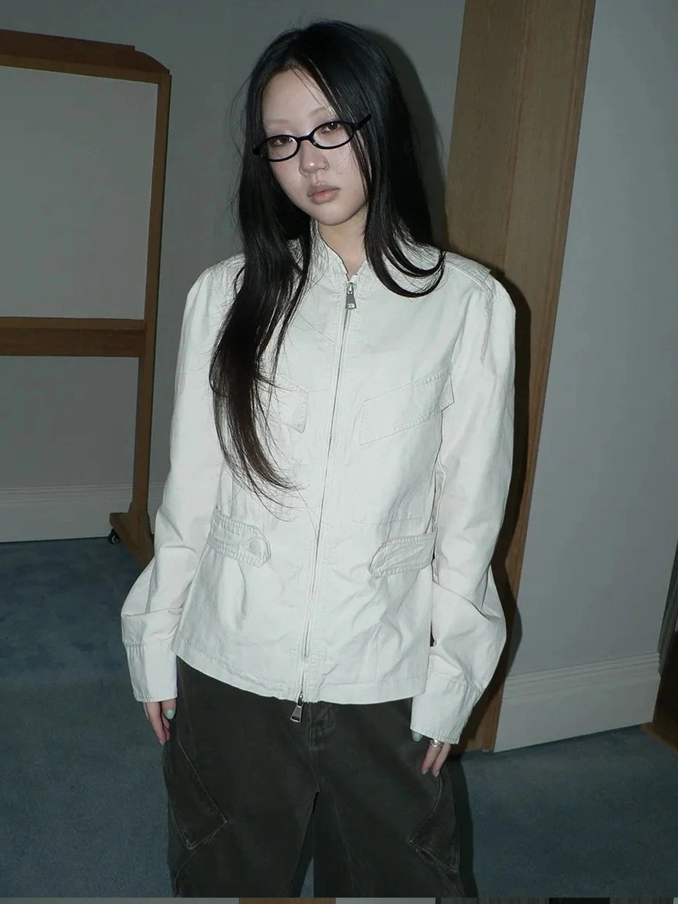 ang project Vintage Collar Dual Zip Utility Jacket Jacket