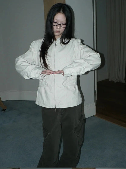 ang project Vintage Collar Dual Zip Utility Jacket Jacket