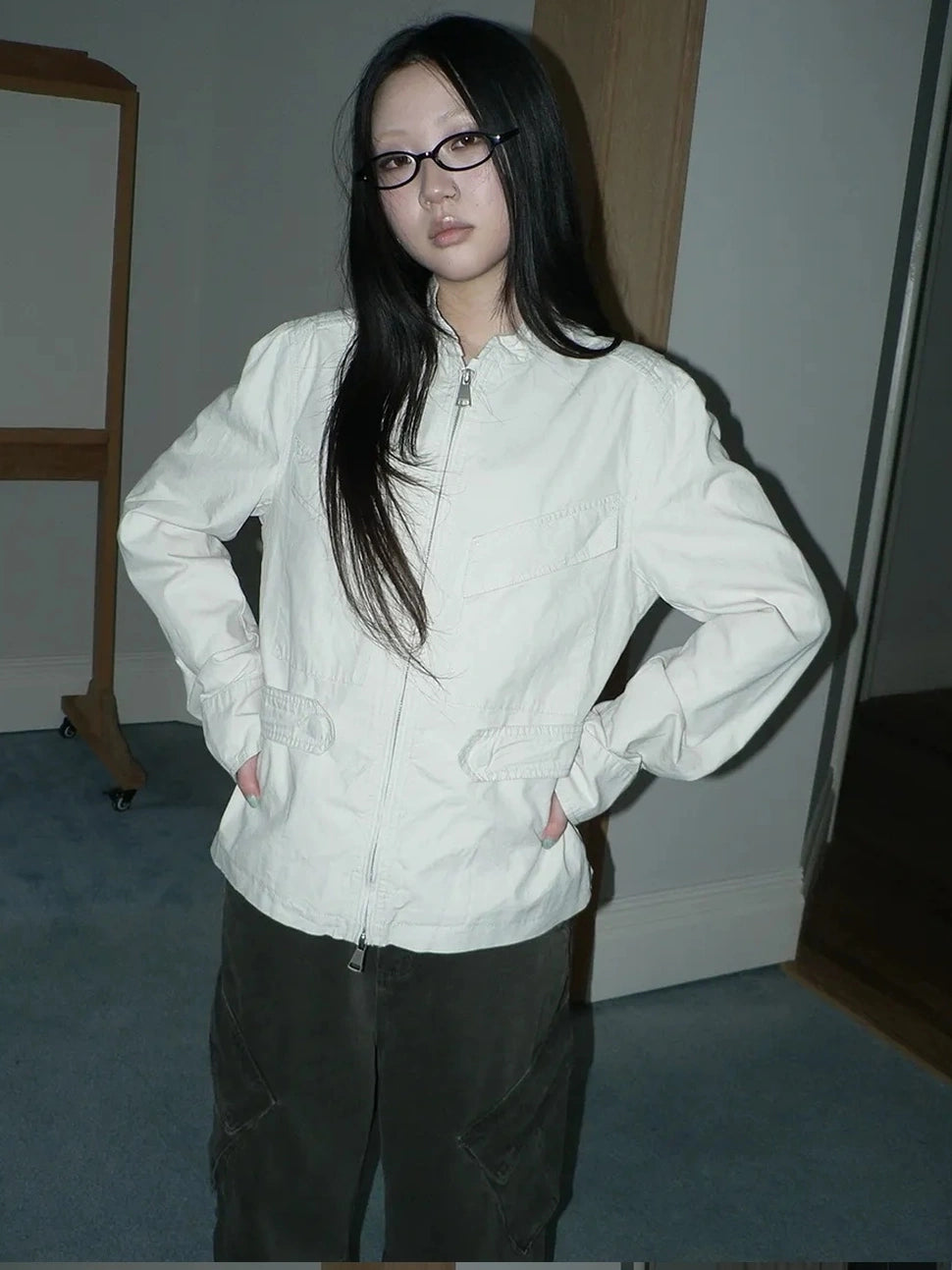 ang project Vintage Collar Dual Zip Utility Jacket Jacket