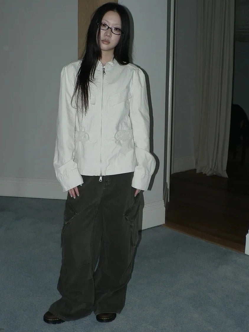 ang project Vintage Collar Dual Zip Utility Jacket Jacket