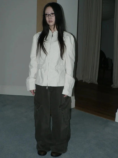 ang project Vintage Collar Dual Zip Utility Jacket Jacket