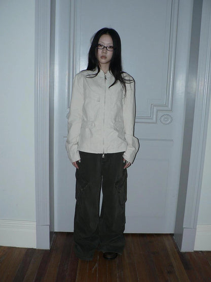 ang project Vintage Collar Dual Zip Utility Jacket Jacket