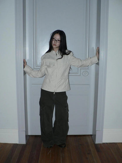 ang project Vintage Collar Dual Zip Utility Jacket Jacket