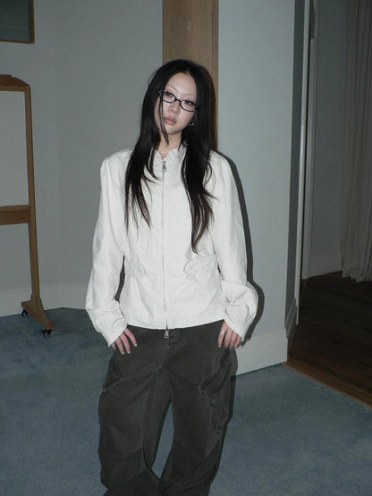 ang project Vintage Collar Dual Zip Utility Jacket Jacket