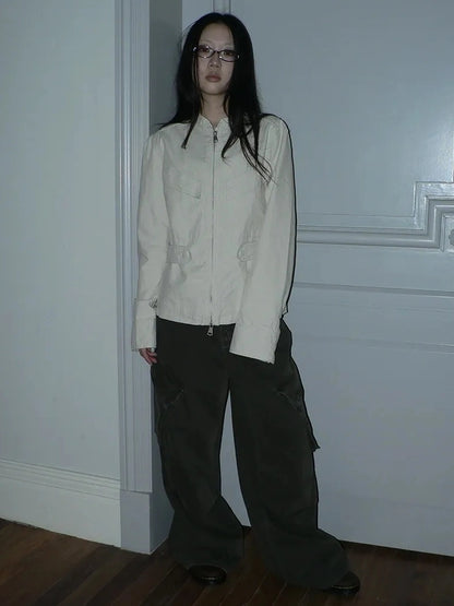 ang project Vintage Collar Dual Zip Utility Jacket Jacket