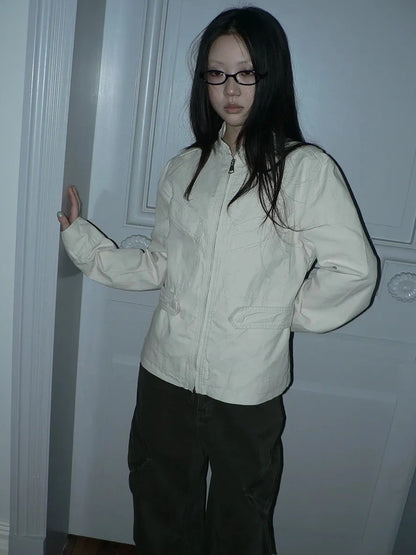 ang project Vintage Collar Dual Zip Utility Jacket Jacket