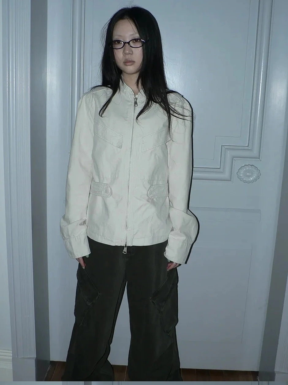ang project Vintage Collar Dual Zip Utility Jacket Jacket