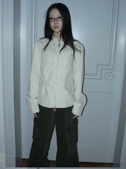 ang project Vintage Collar Dual Zip Utility Jacket Jacket