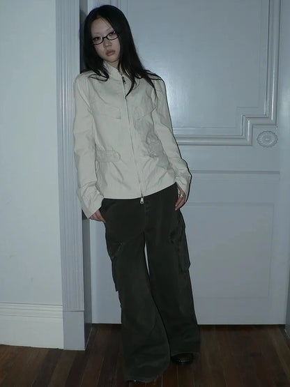 ang project Vintage Collar Dual Zip Utility Jacket Jacket