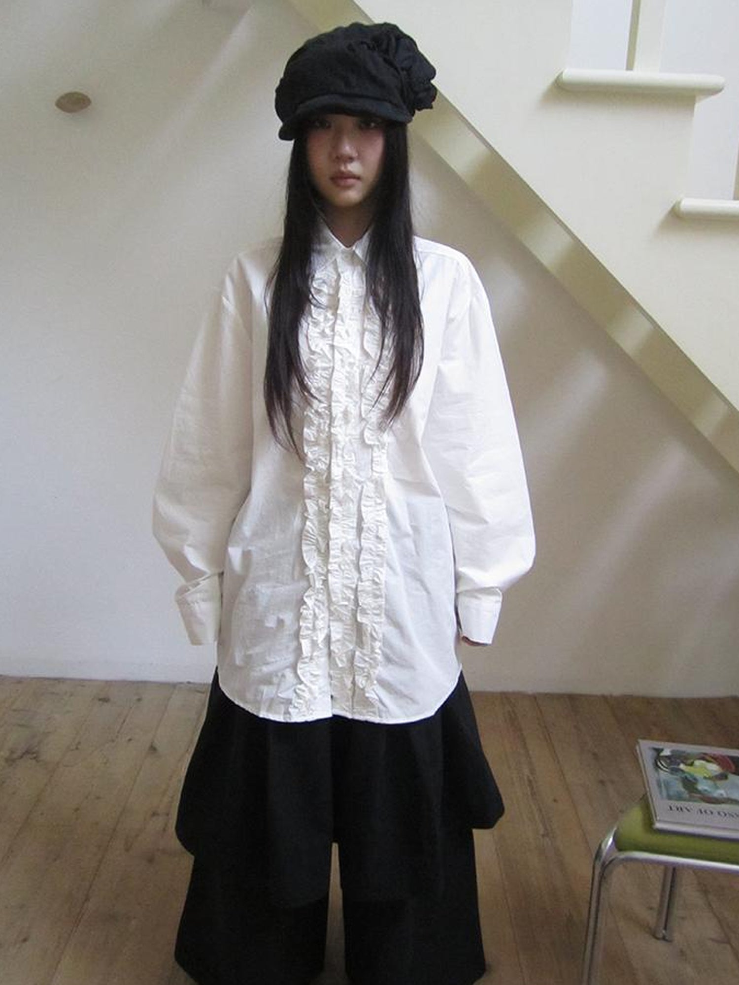 ang project Vintage Collar Lace Trim Oversized Blouse