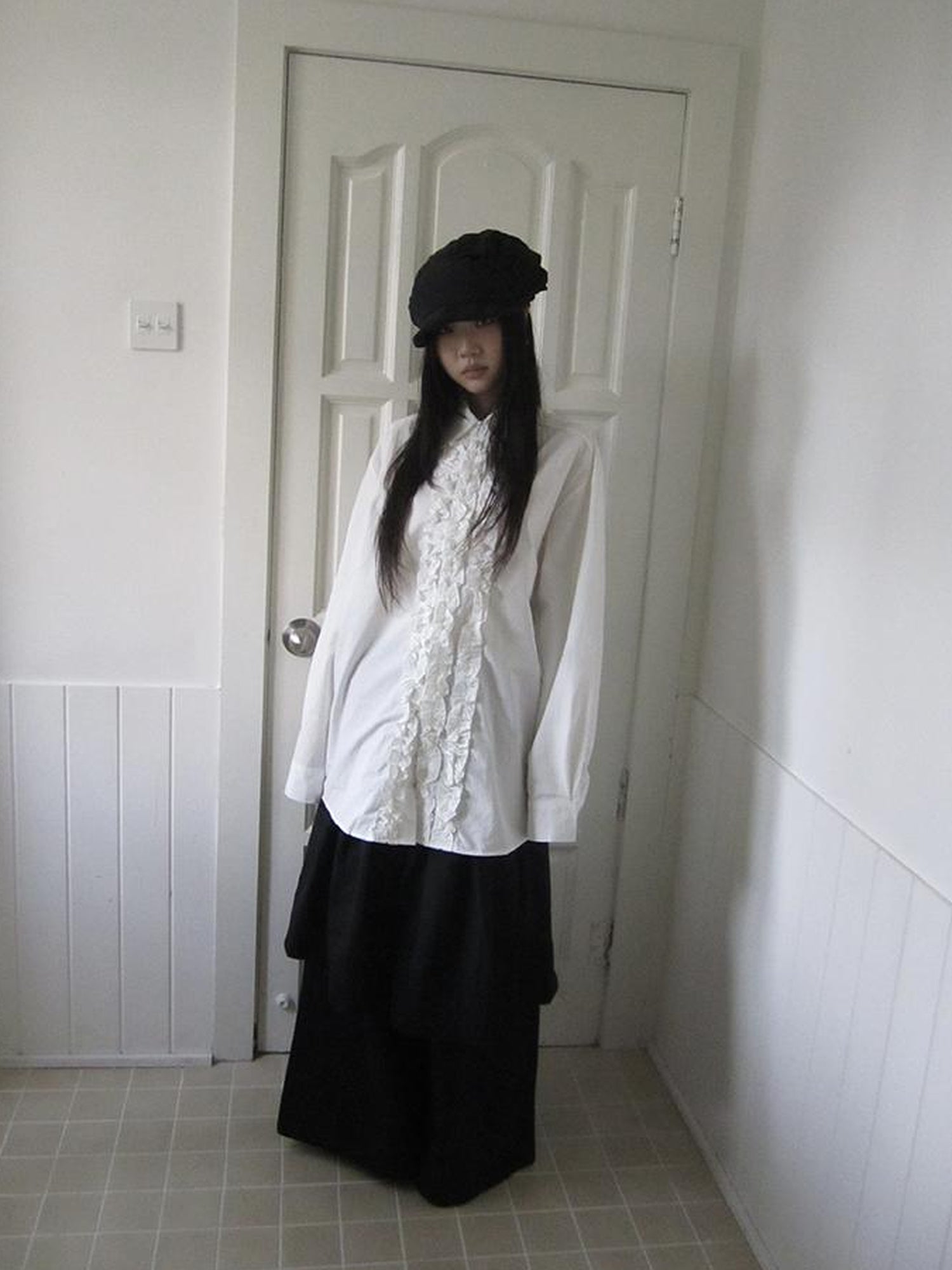ang project Vintage Collar Lace Trim Oversized Blouse