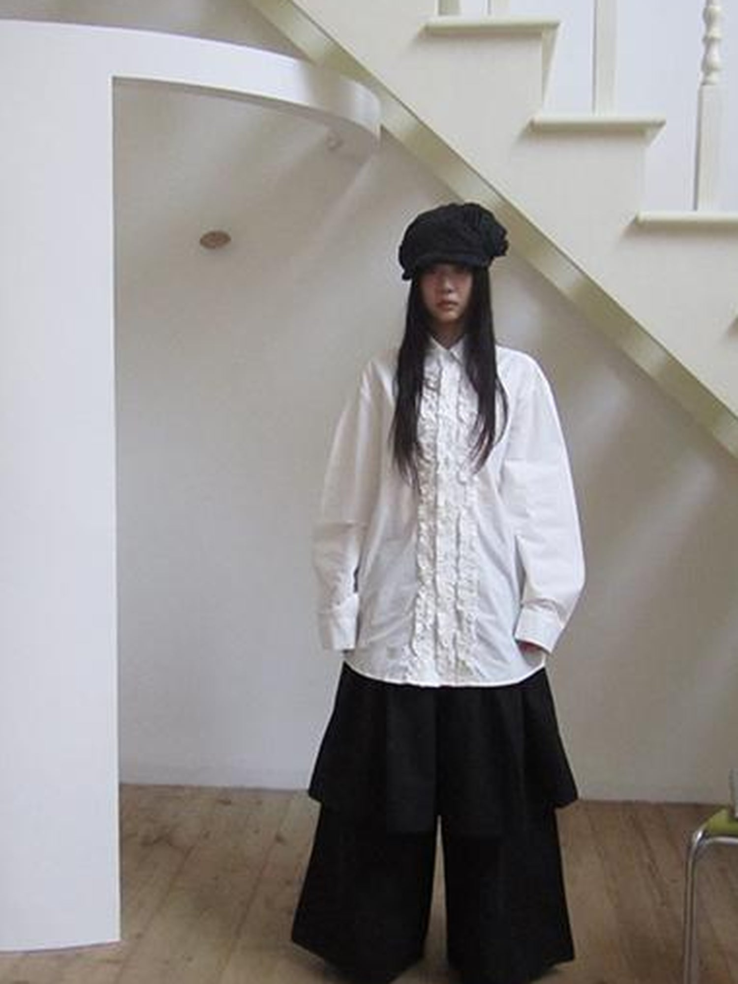 ang project Vintage Collar Lace Trim Oversized Blouse