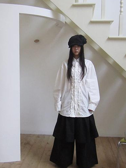ang project Vintage Collar Lace Trim Oversized Blouse