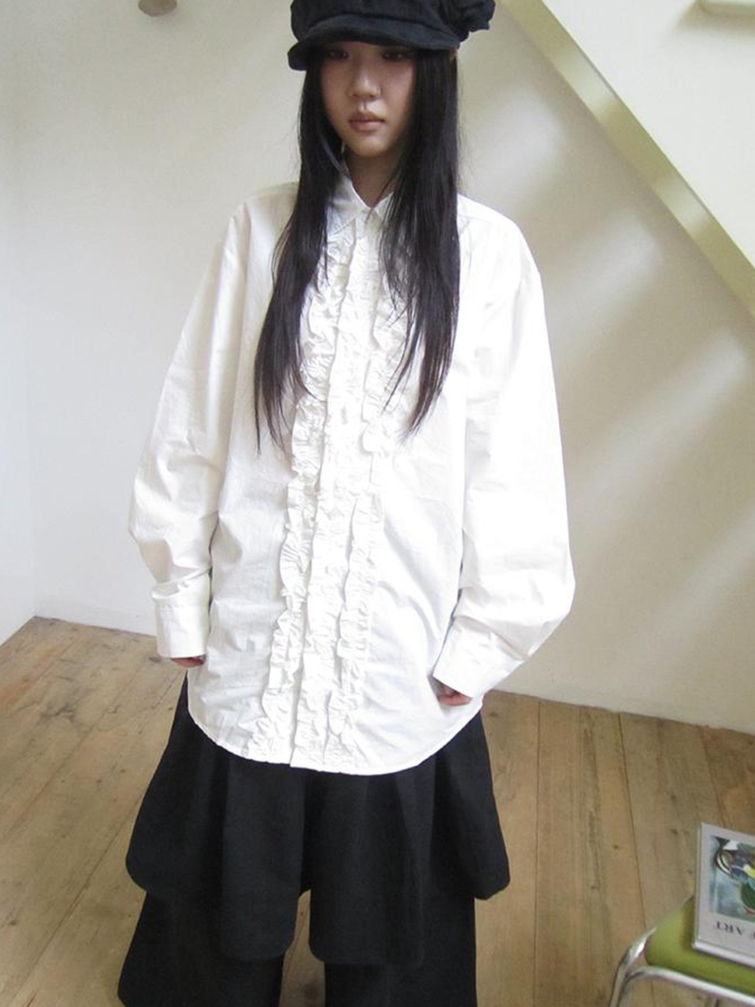 ang project Vintage Collar Lace Trim Oversized Blouse