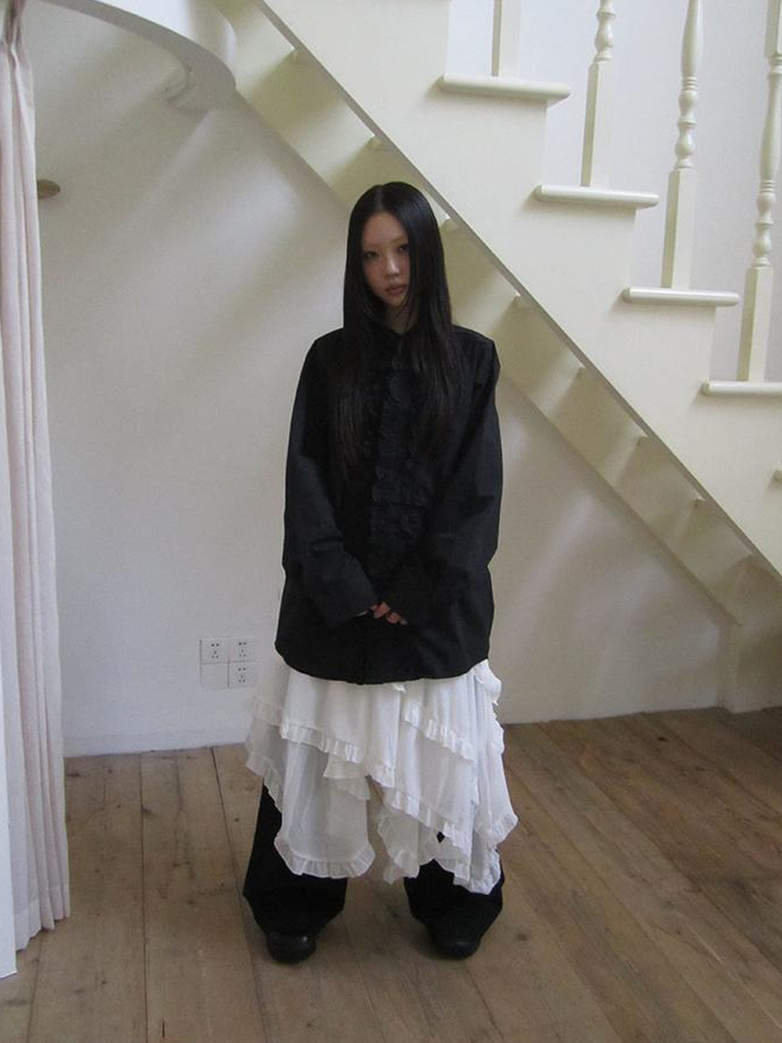 ang project Vintage Collar Lace Trim Oversized Blouse