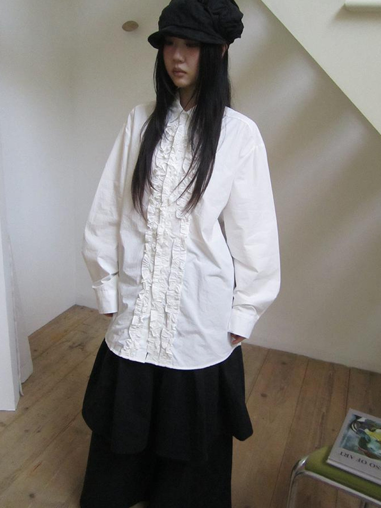 ang project Vintage Collar Lace Trim Oversized Blouse
