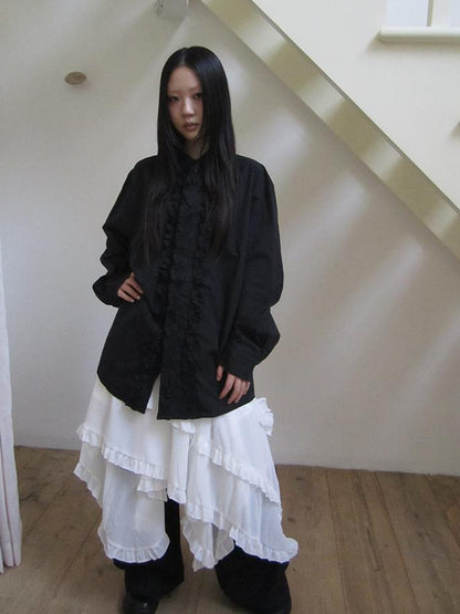 ang project Vintage Collar Lace Trim Oversized Blouse