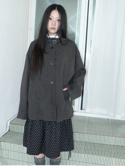 ang project Vintage Collar Single Breasted Wool Coat Jacket
