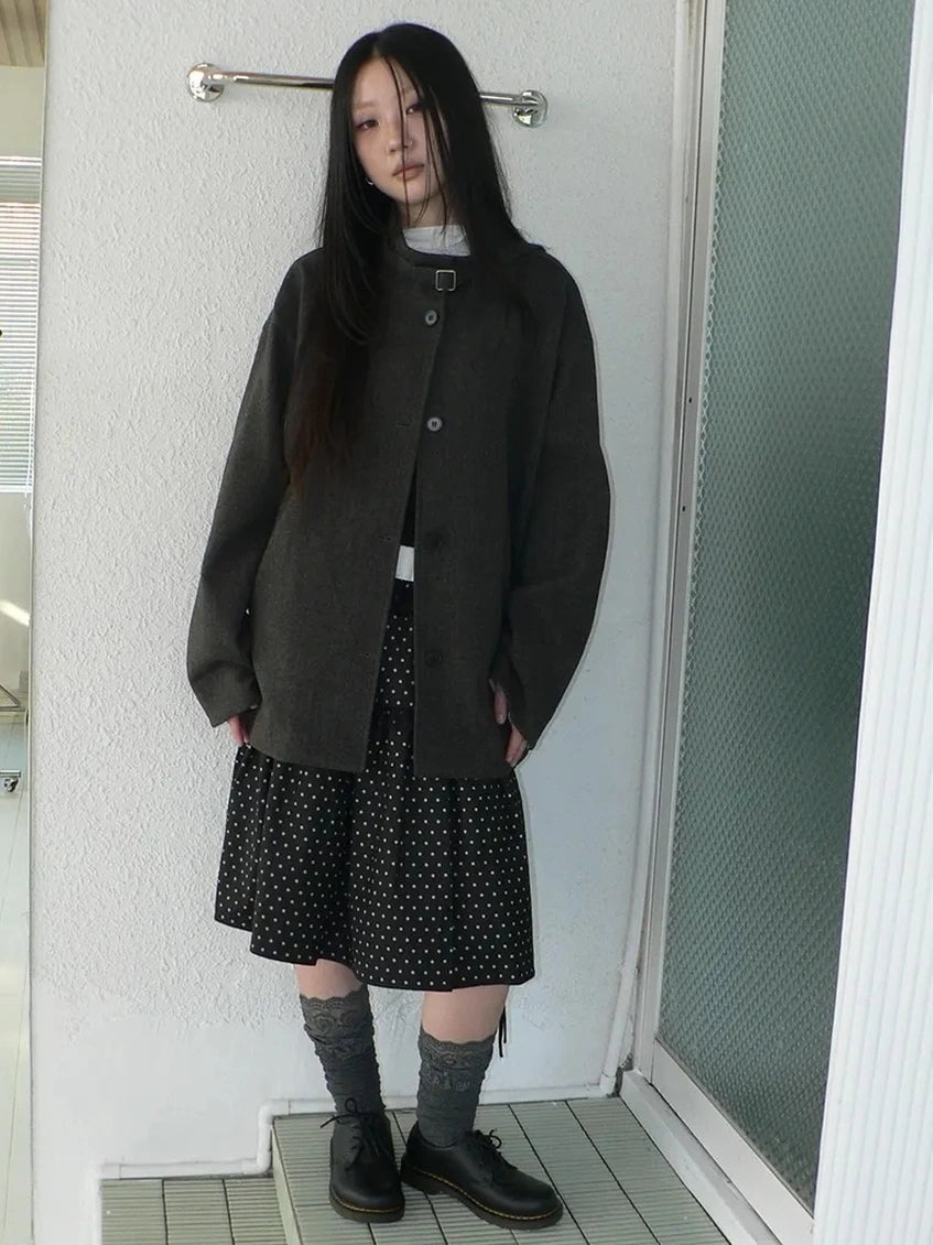 ang project Vintage Collar Single Breasted Wool Coat Jacket