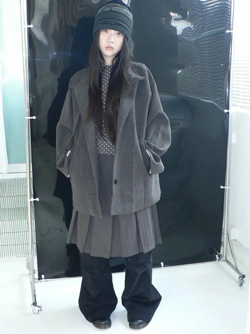 ang project Vintage Collar Single Breasted Wool Coat Jacket