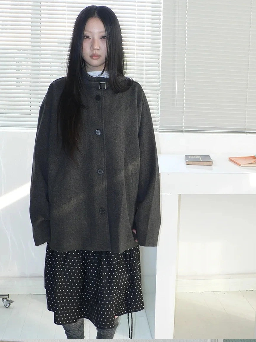 ang project Vintage Collar Single Breasted Wool Coat Jacket