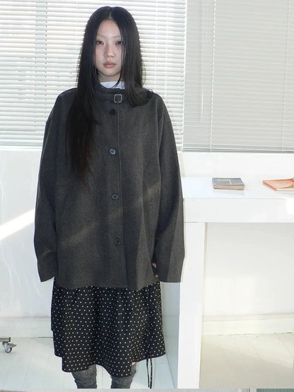 ang project Vintage Collar Single Breasted Wool Coat Jacket