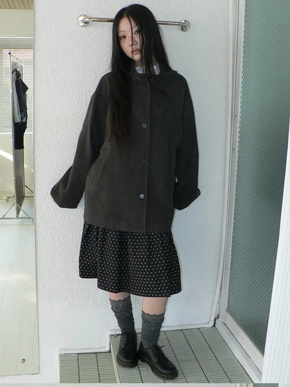 ang project Vintage Collar Single Breasted Wool Coat Jacket