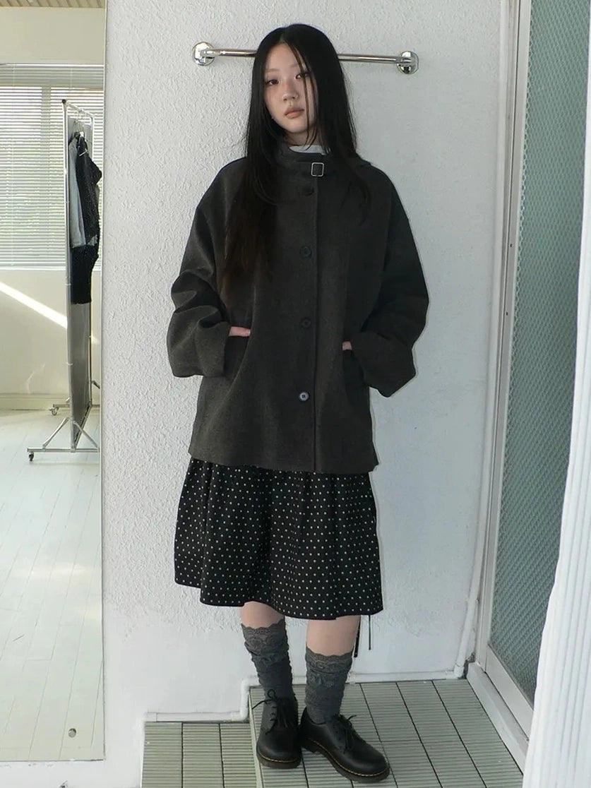 ang project Vintage Collar Single Breasted Wool Coat Jacket