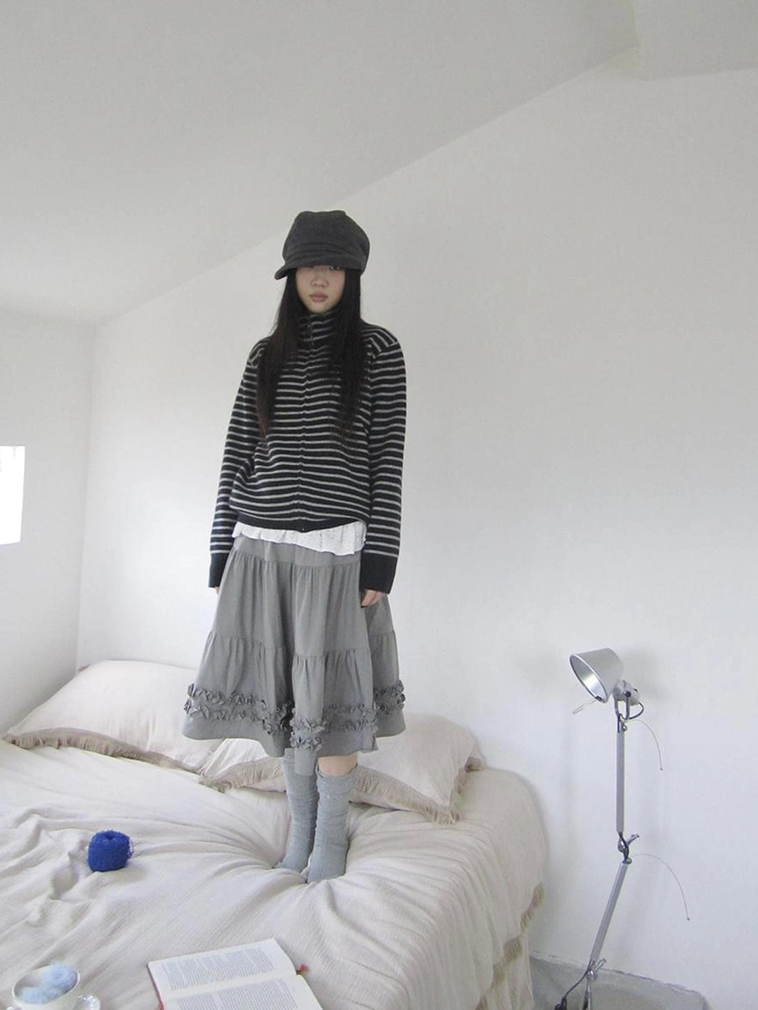 ang project Vintage Color Block Striped Zip Up Knit Sweater Sweater