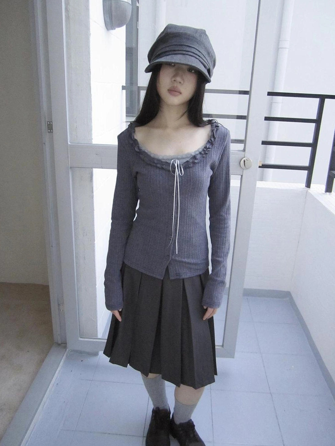 ang project Vintage Color Block Tied Front Top T-shirt