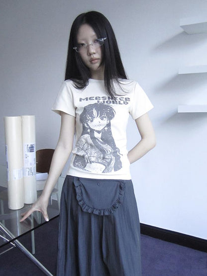 Updateang project Vintage Comic Print Slim Fit T Shirt
