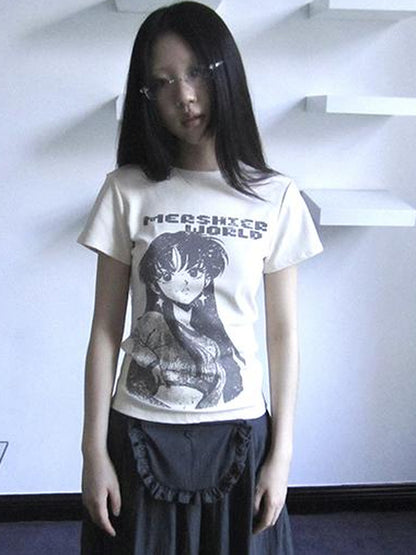 Updateang project Vintage Comic Print Slim Fit T Shirt